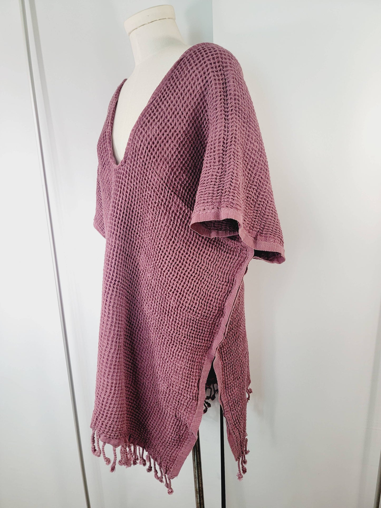 Hand made Honey comb wave Cotton Top or dress Cherry