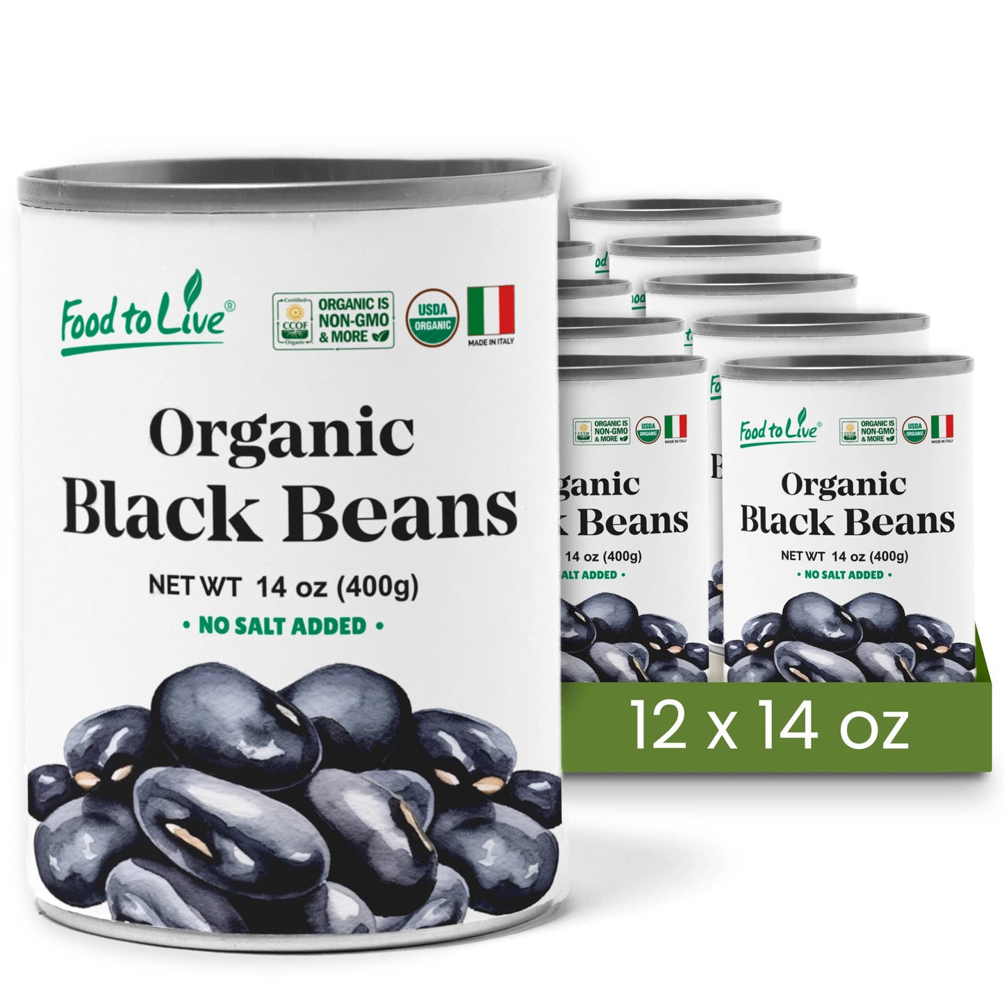 Organic Canned Black Beans, 14 oz (Pack of 12): 14 oz (Pack of 12)