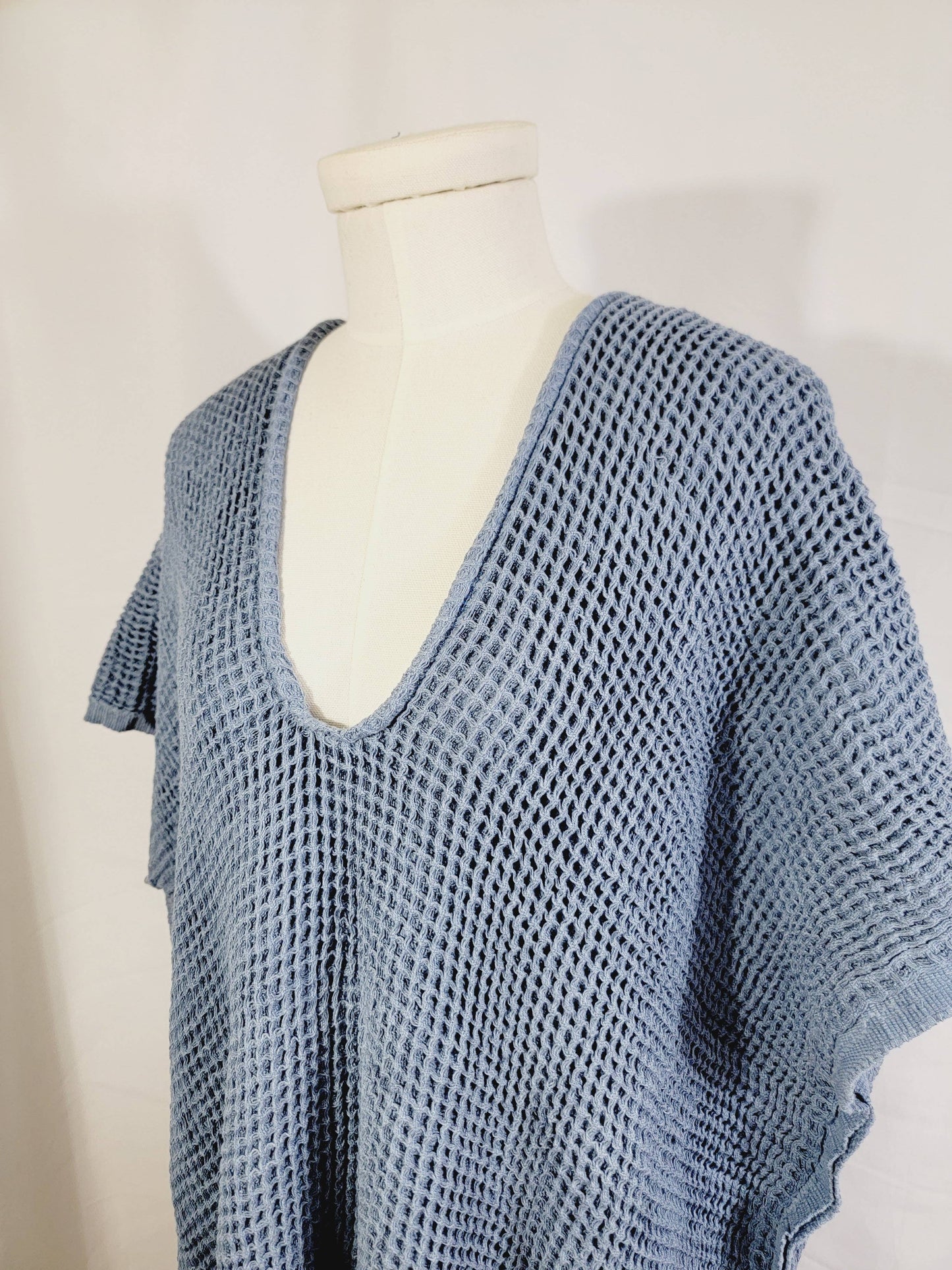 Hand made Honey comb wave Cotton Top or dress Blue