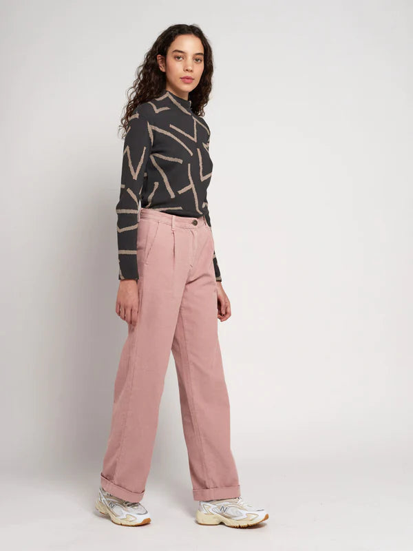 Bobo Choses pink corduroy pleated pant