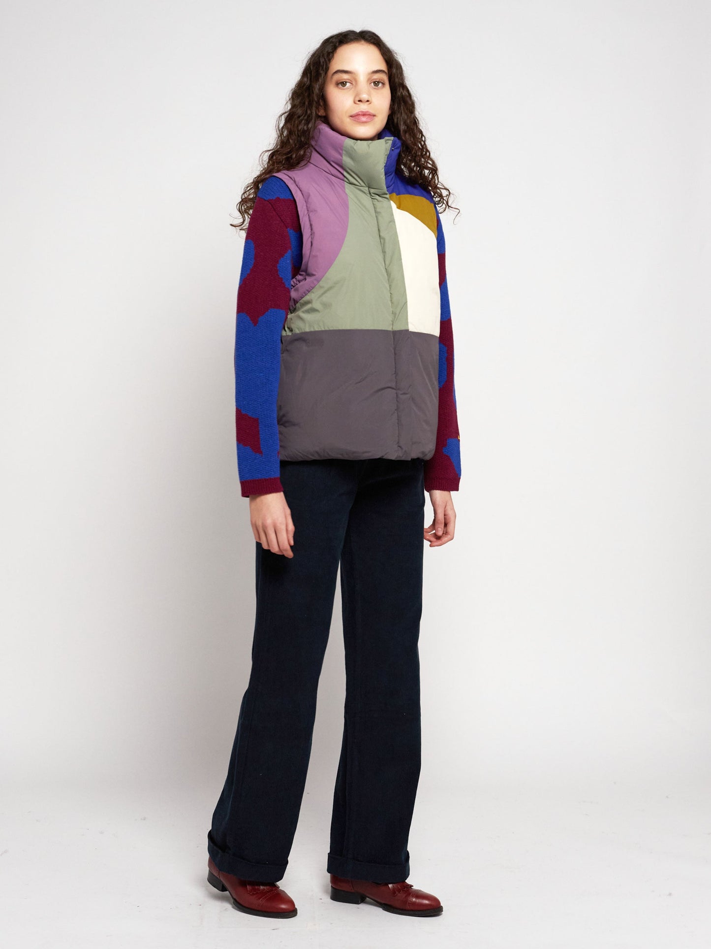 Bobo Choses Landscape convertible color block puffer coat + vest