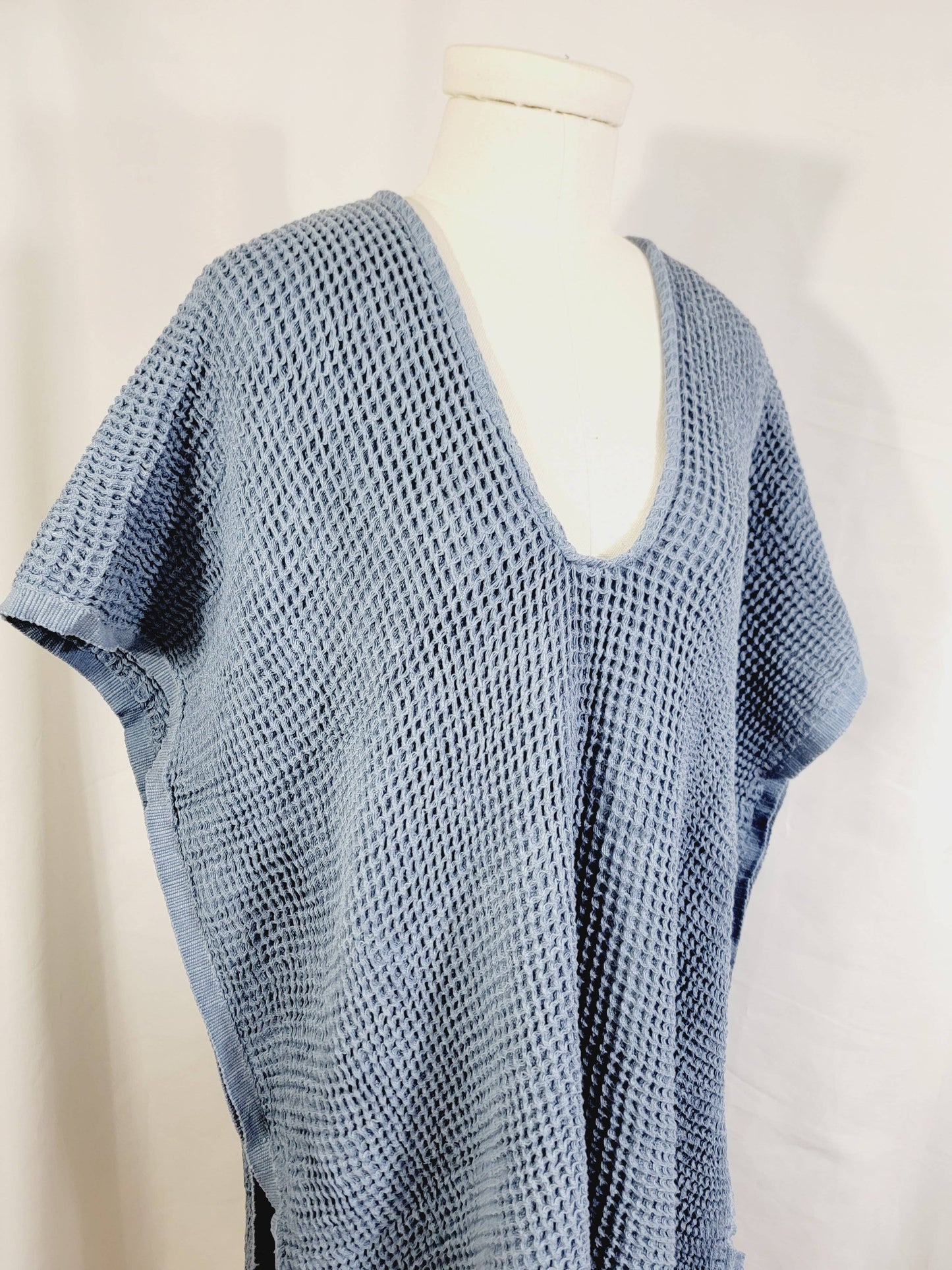 Hand made Honey comb wave Cotton Top or dress Blue