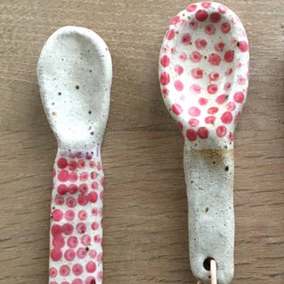Polka Dot Ceramic Spoons for Salt or Sugar - Assorted Colors