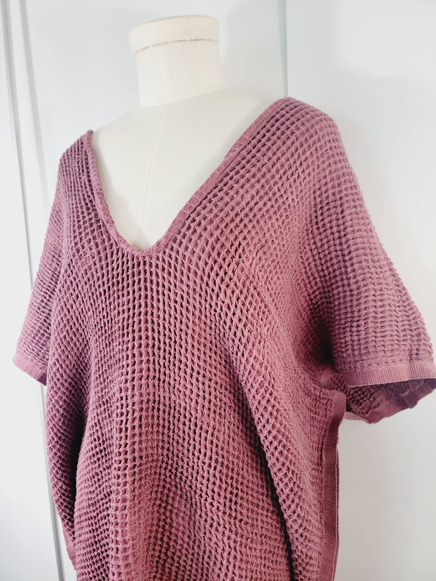 Hand made Honey comb wave Cotton Top or dress Cherry