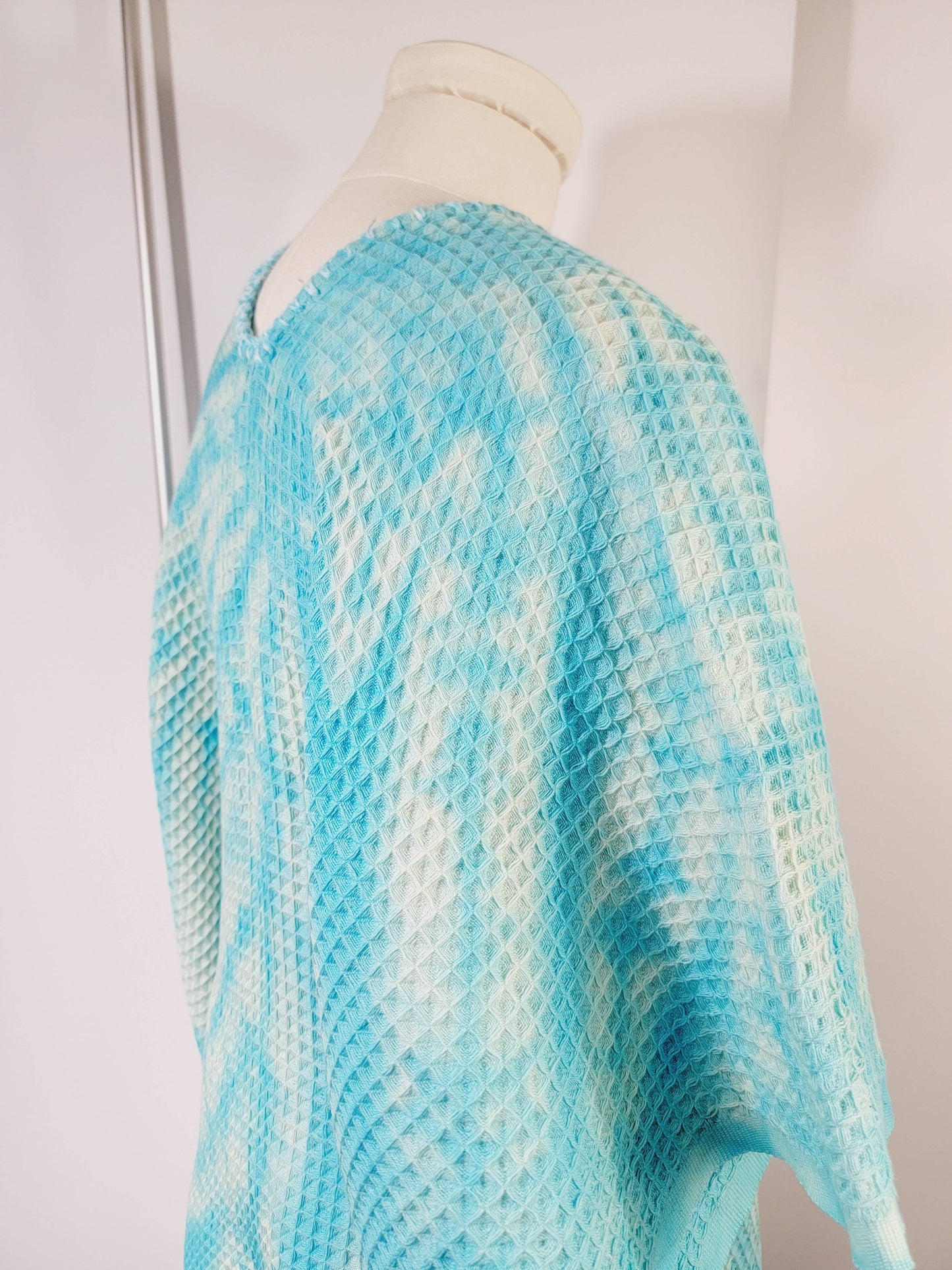 Hand made Honey comb wave Cotton Top or dress Blue