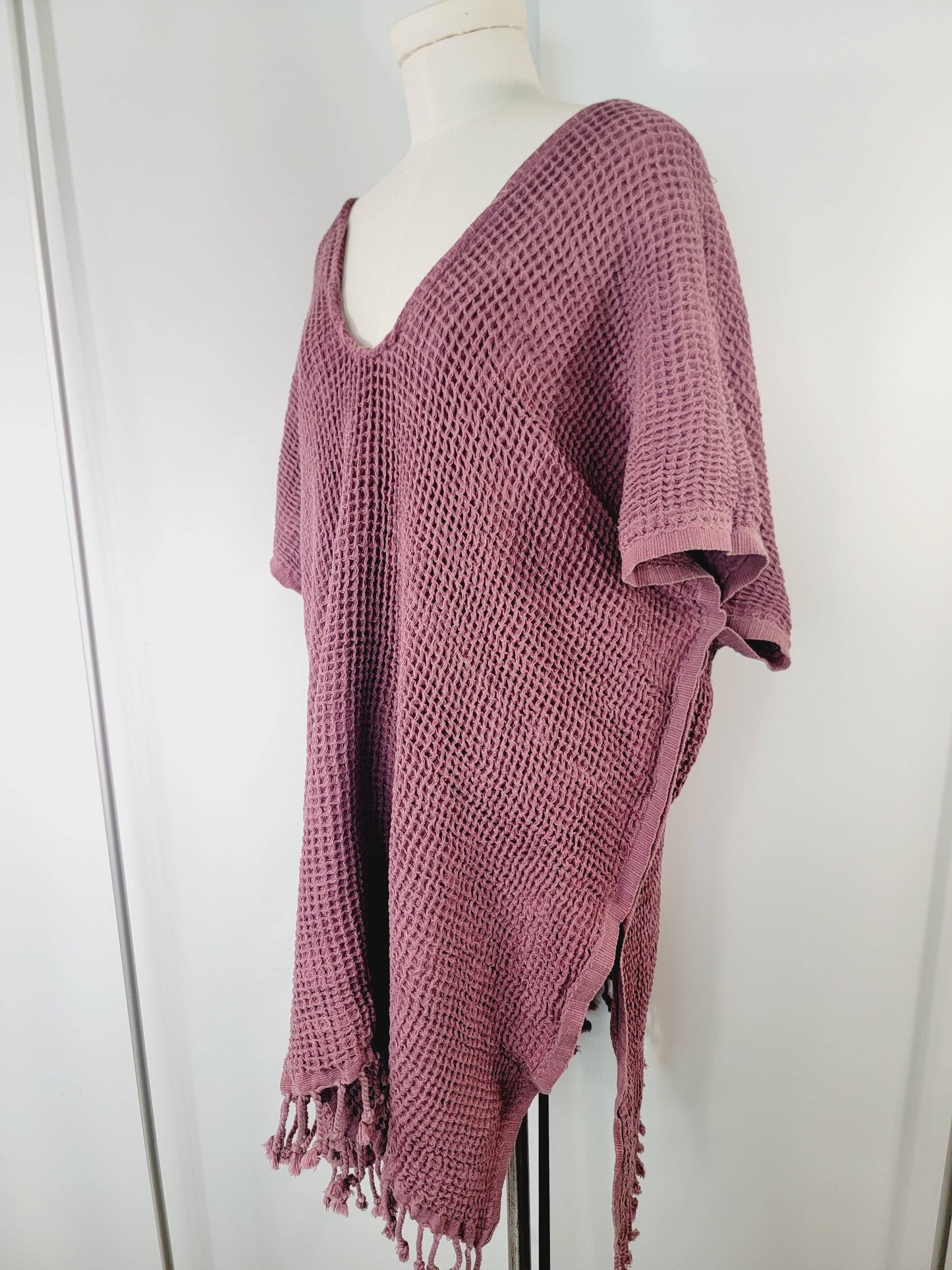 Hand made Honey comb wave Cotton Top or dress Cherry