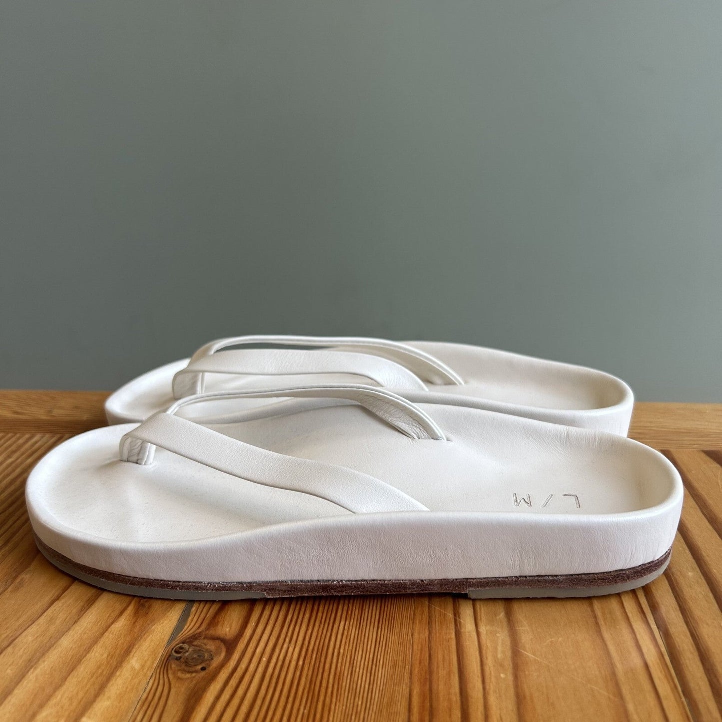 Lauren Manoogian Zori White Leather Sandals