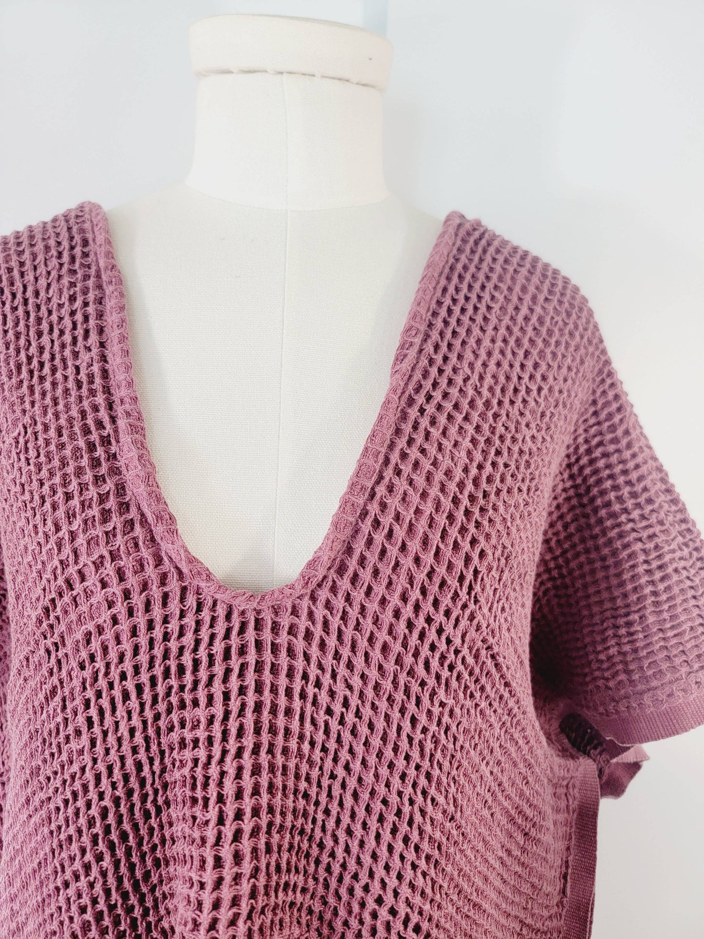 Hand made Honey comb wave Cotton Top or dress Cherry