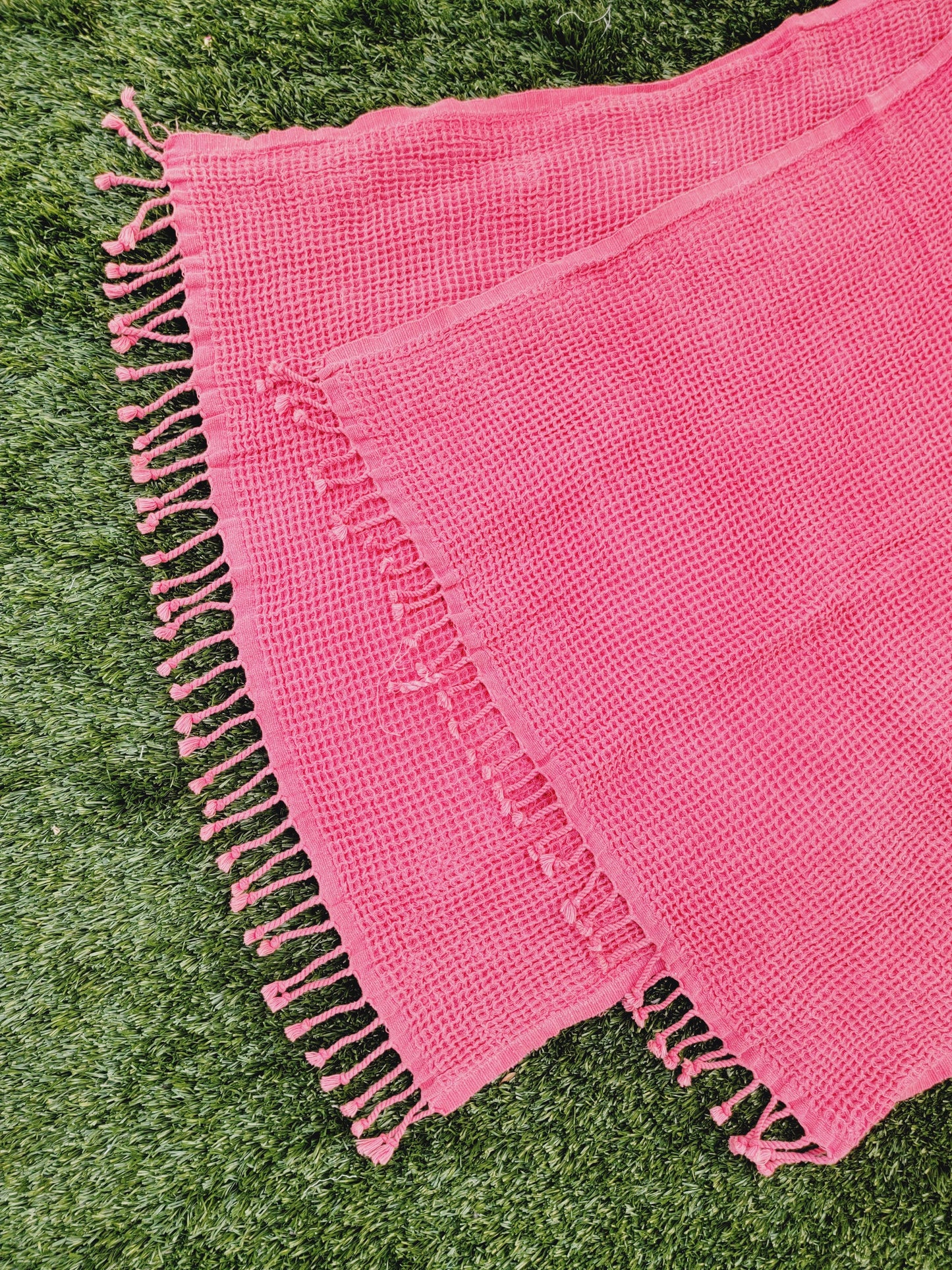 Plush Waffle Towels in Botanical Colors