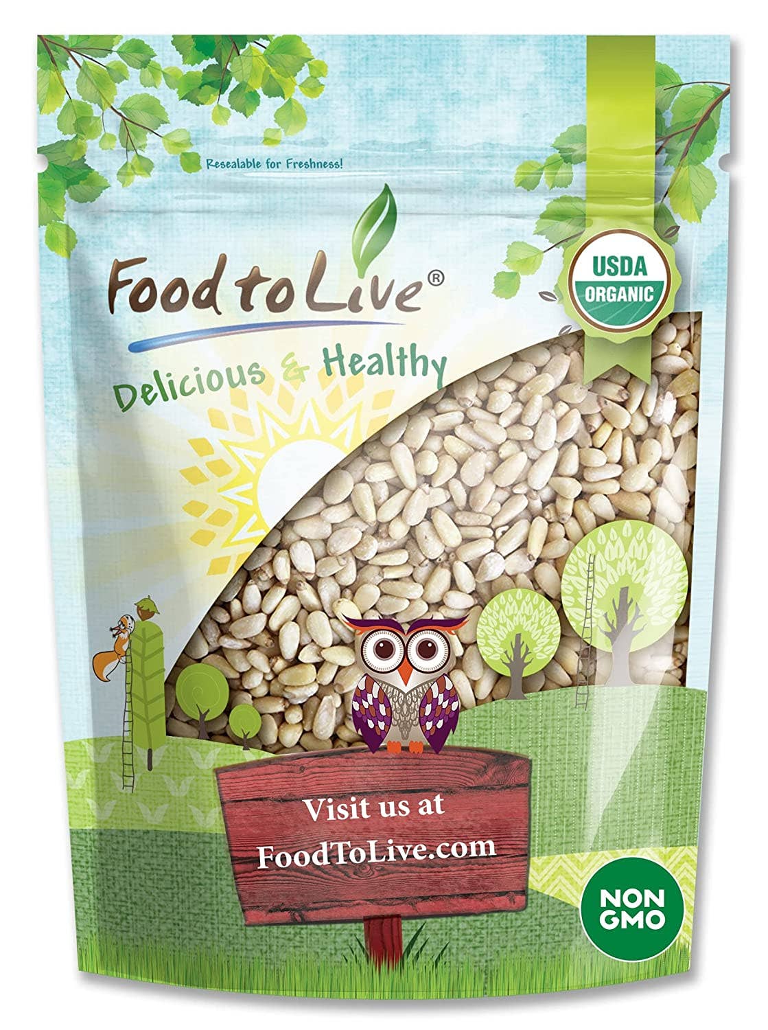 Organic Pine Nuts – Non-GMO, Whole Raw Pignolias, Unsalted: 8 Ounces