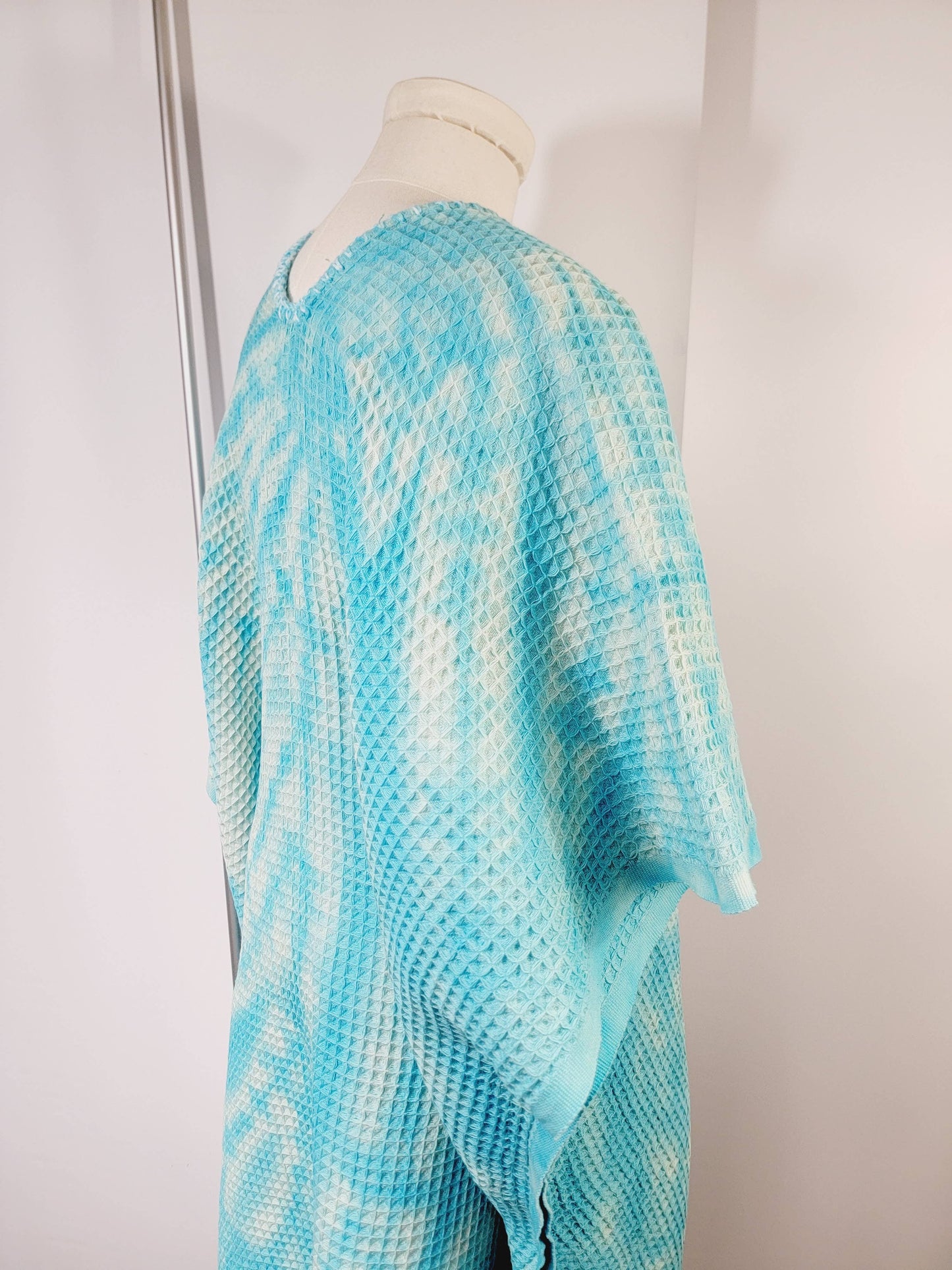 Hand made Honey comb wave Cotton Top or dress Blue