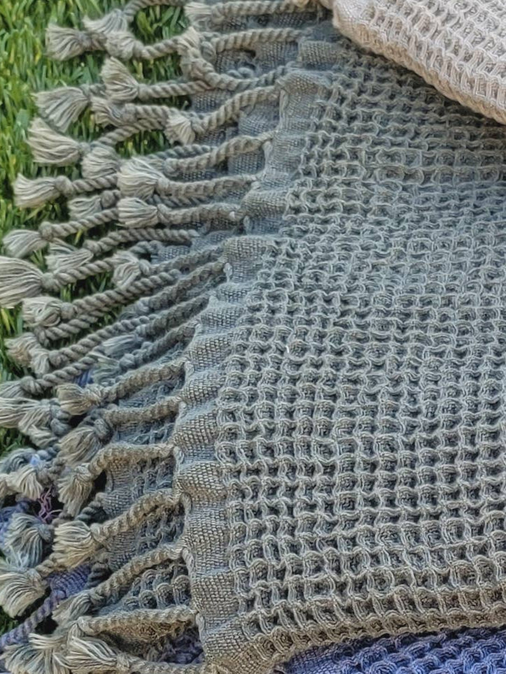 Plush Waffle Towels in Botanical Colors