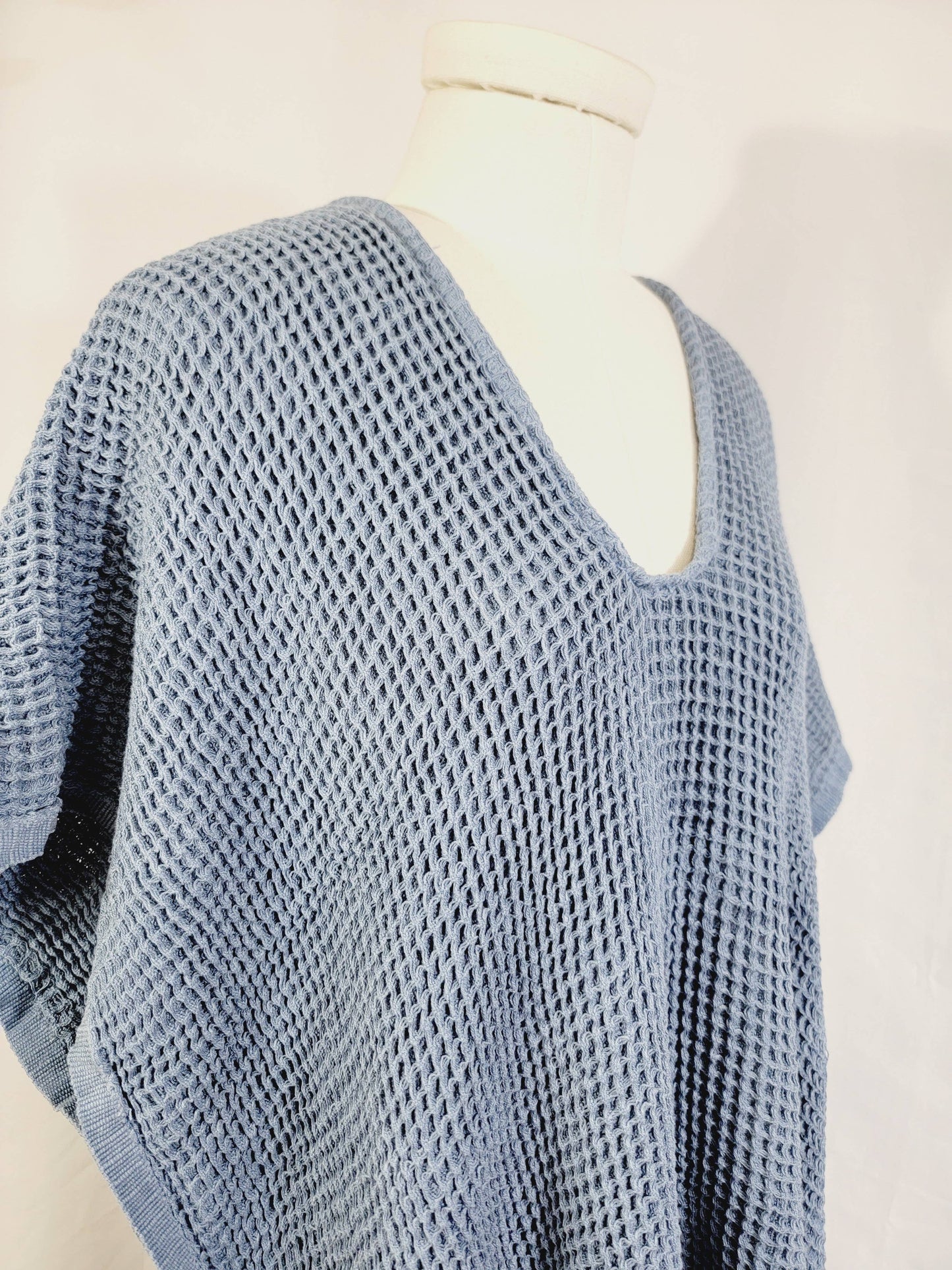 Hand made Honey comb wave Cotton Top or dress Blue