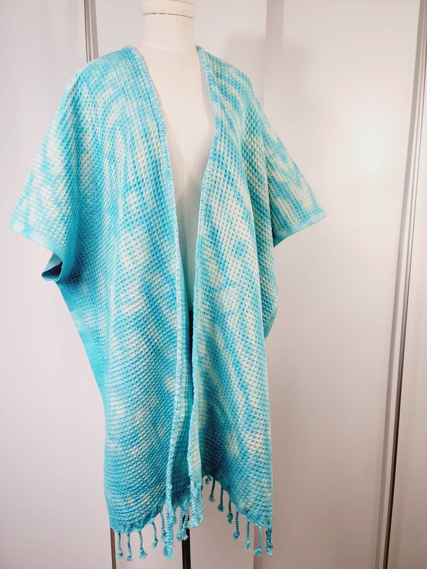 Hand made Honey comb wave Cotton Top or dress Blue