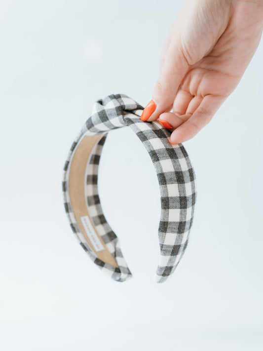 Black & White PIaid Buffalo Check Comfortable Knot Headband