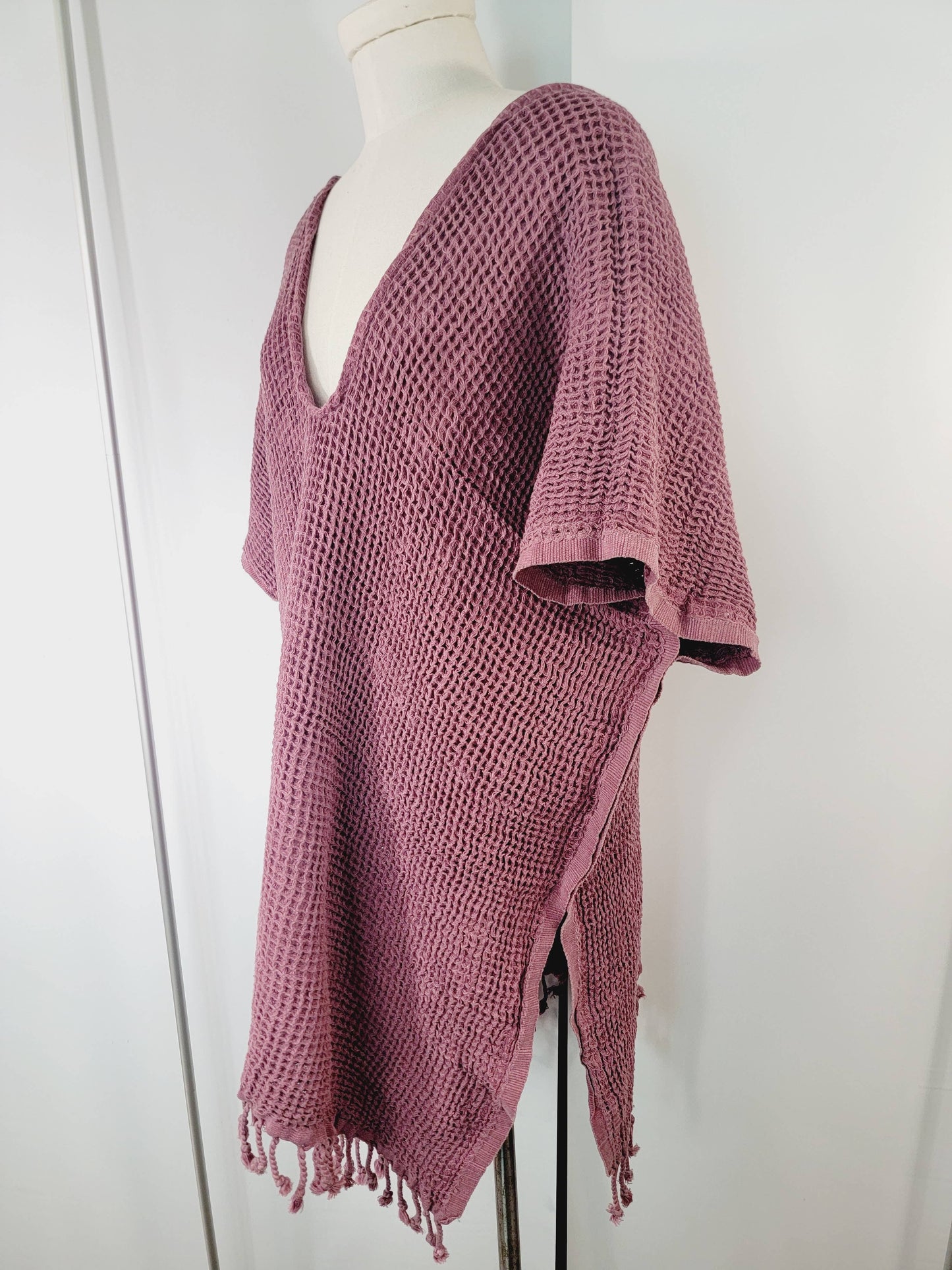Hand made Honey comb wave Cotton Top or dress Cherry