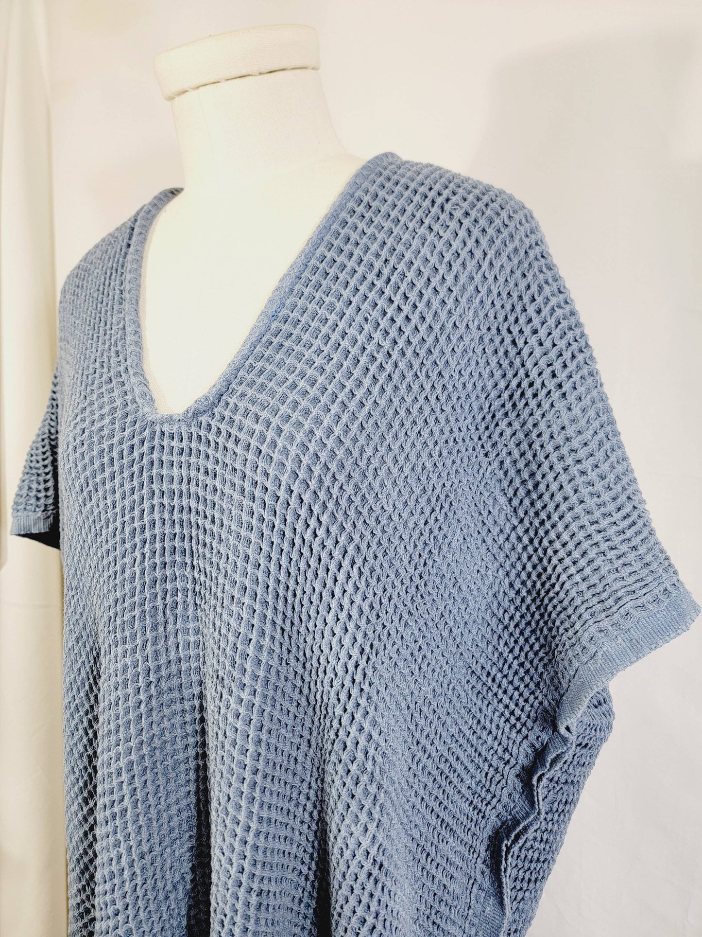 Hand made Honey comb wave Cotton Top or dress Blue