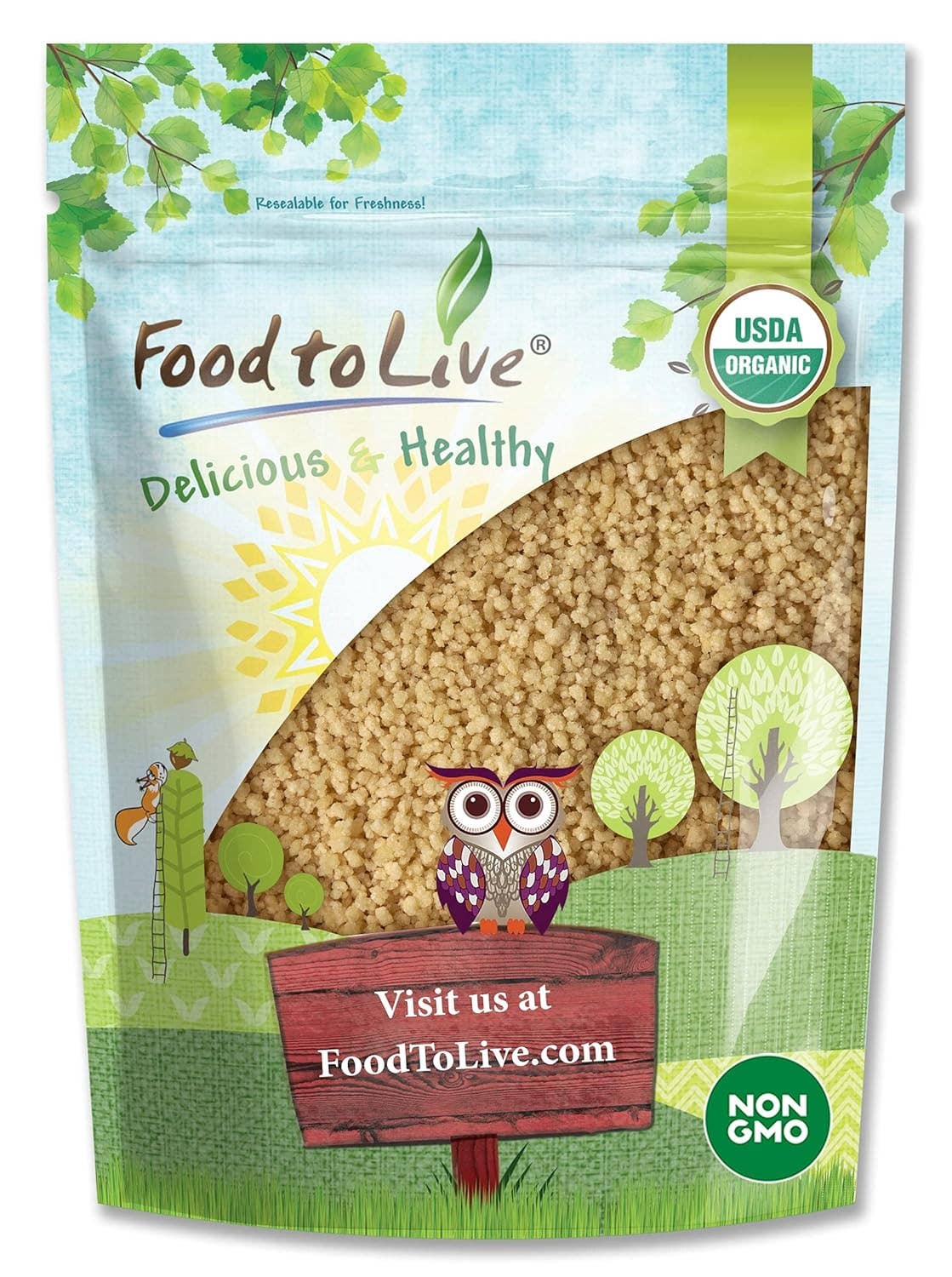 Organic Whole Wheat Couscous – Non-GMO, Kosher, Raw, Vegan: 1 Pound
