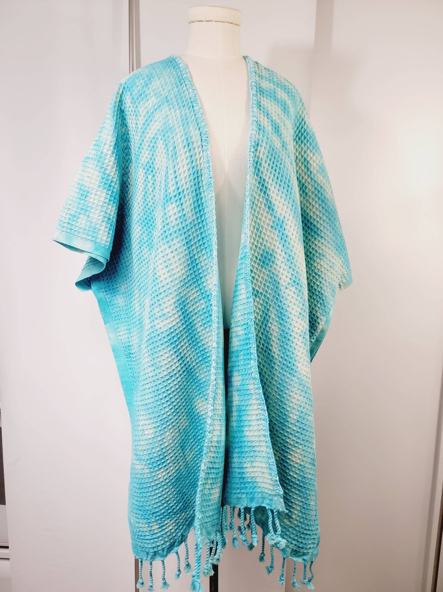 Hand made Honey comb wave Cotton Top or dress Blue