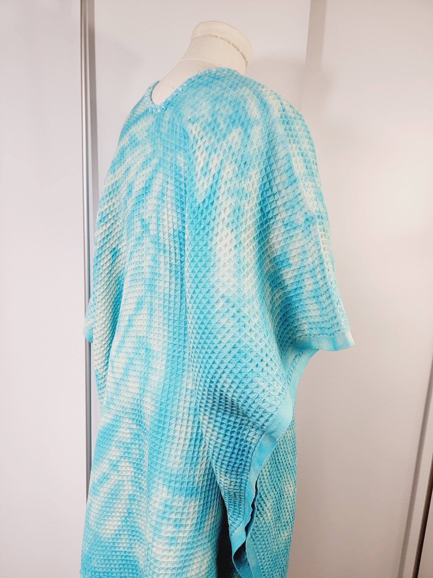 Hand made Honey comb wave Cotton Top or dress Blue
