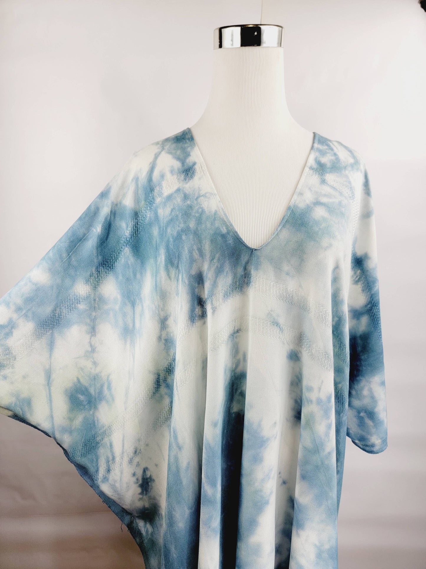 Cover-up, Beach dress Tie- Dye Hand made Dress Navy