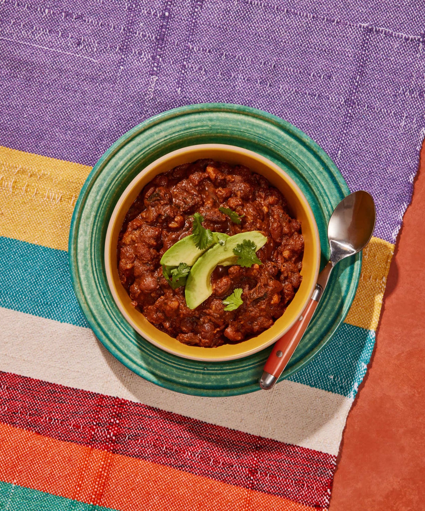 Pinto & Black Bean Mole Chili 15 oz can.