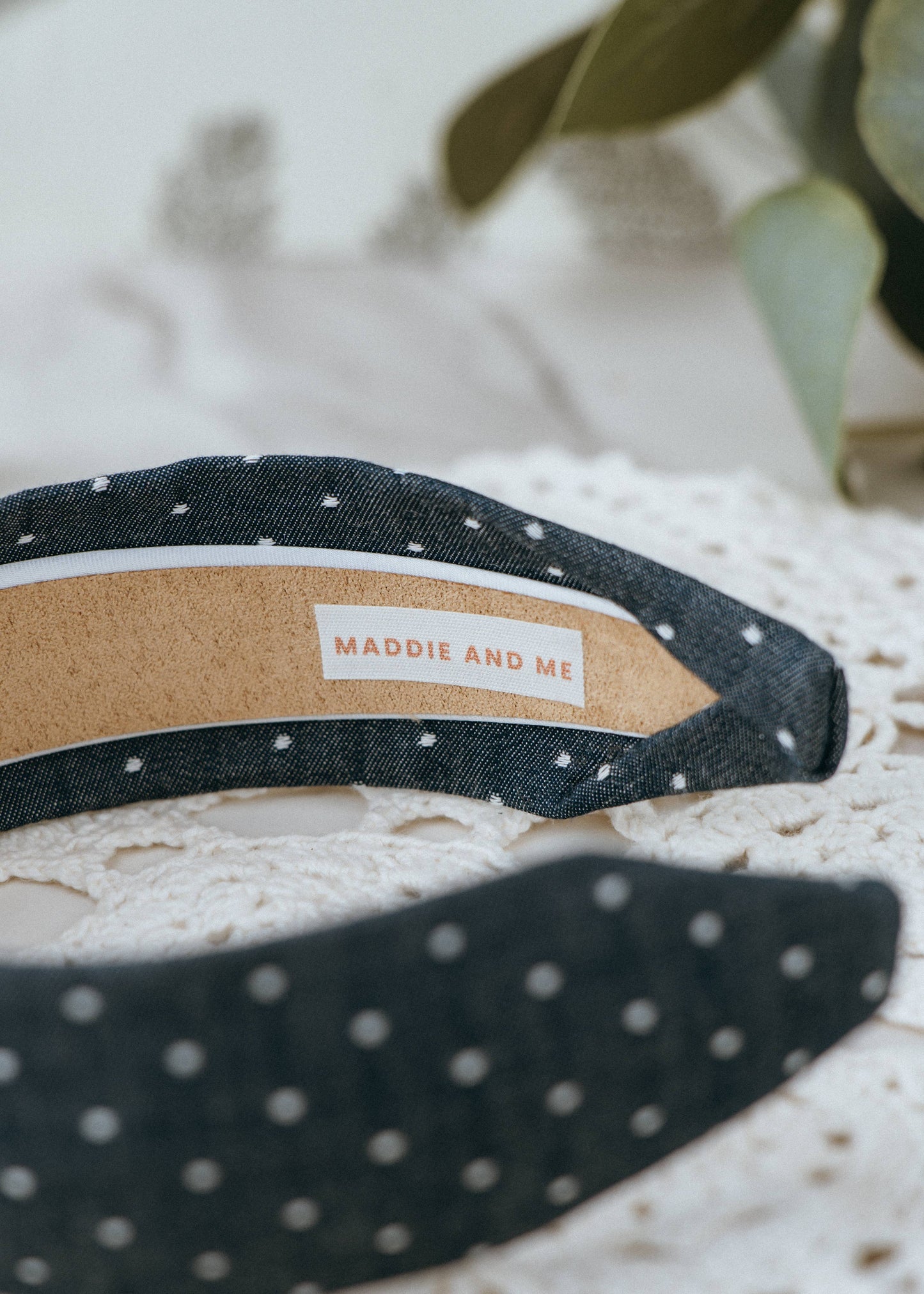 Western Polka Dot Chambray Knot Headband | Navy Blue Indigo