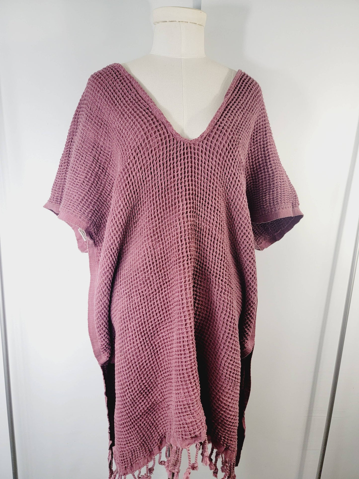 Hand made Honey comb wave Cotton Top or dress Cherry