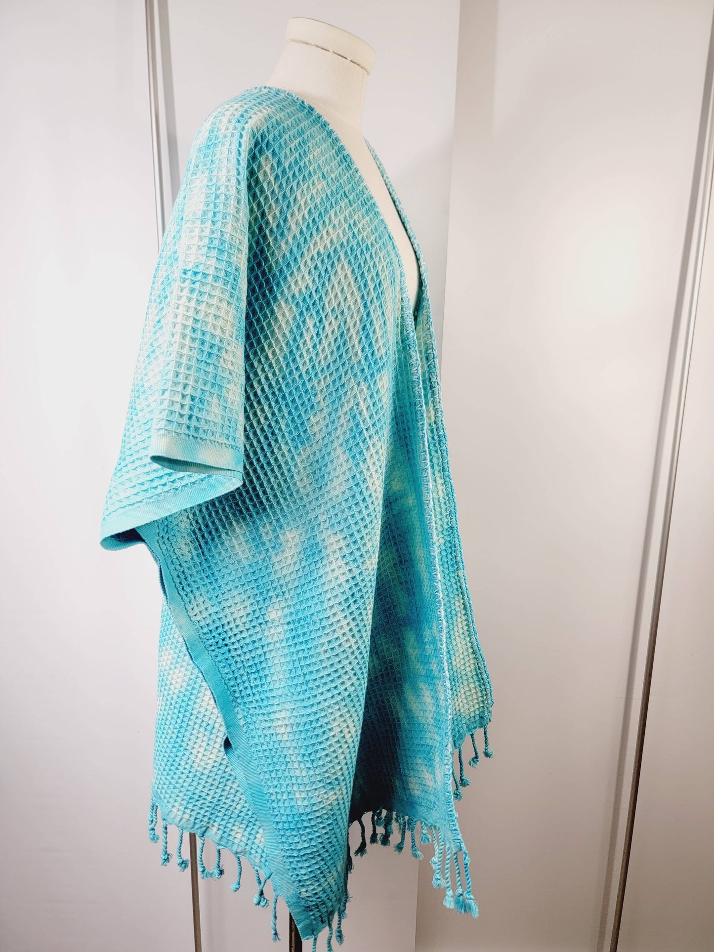 Hand made Honey comb wave Cotton Top or dress Blue