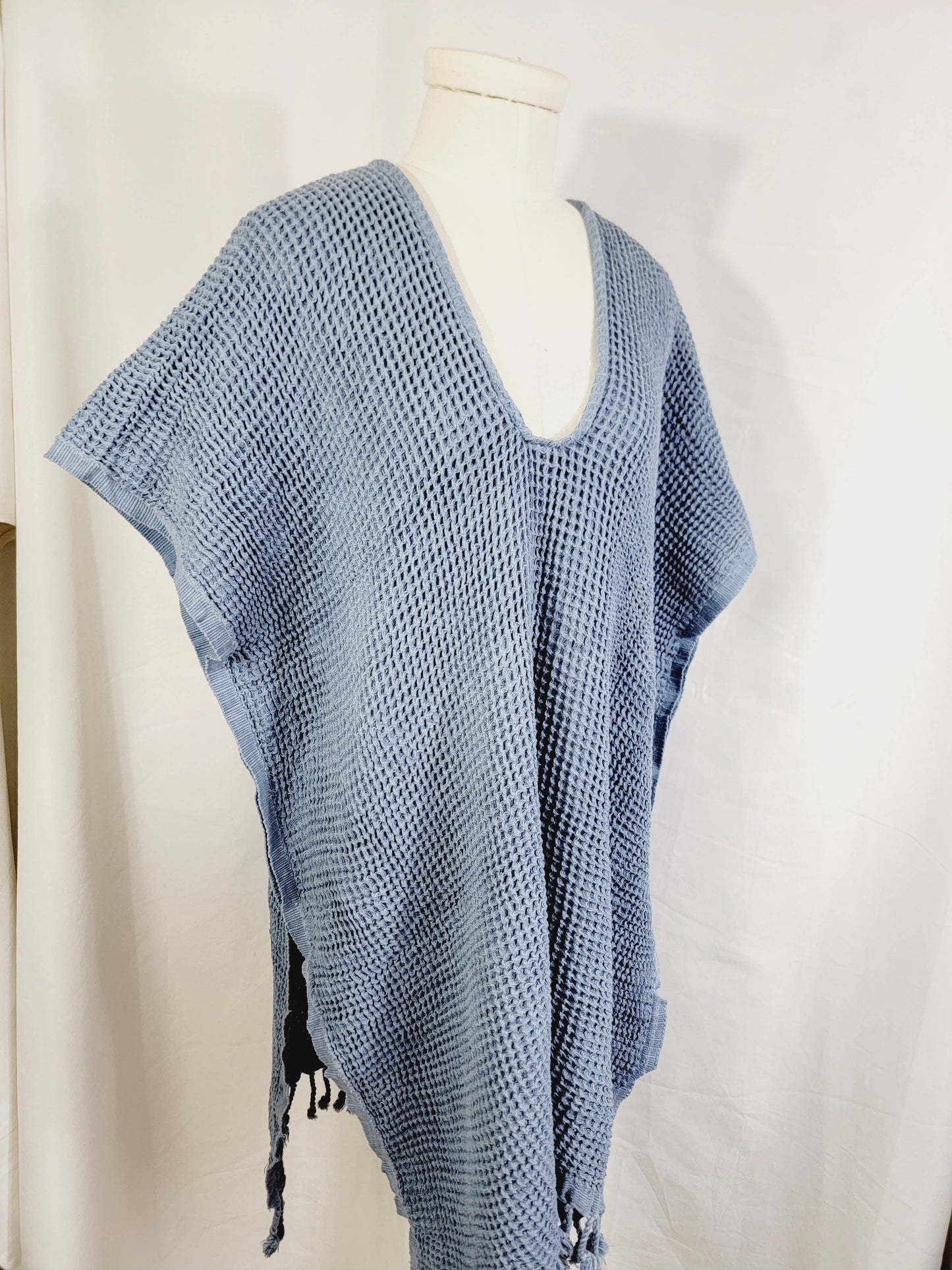Hand made Honey comb wave Cotton Top or dress Blue