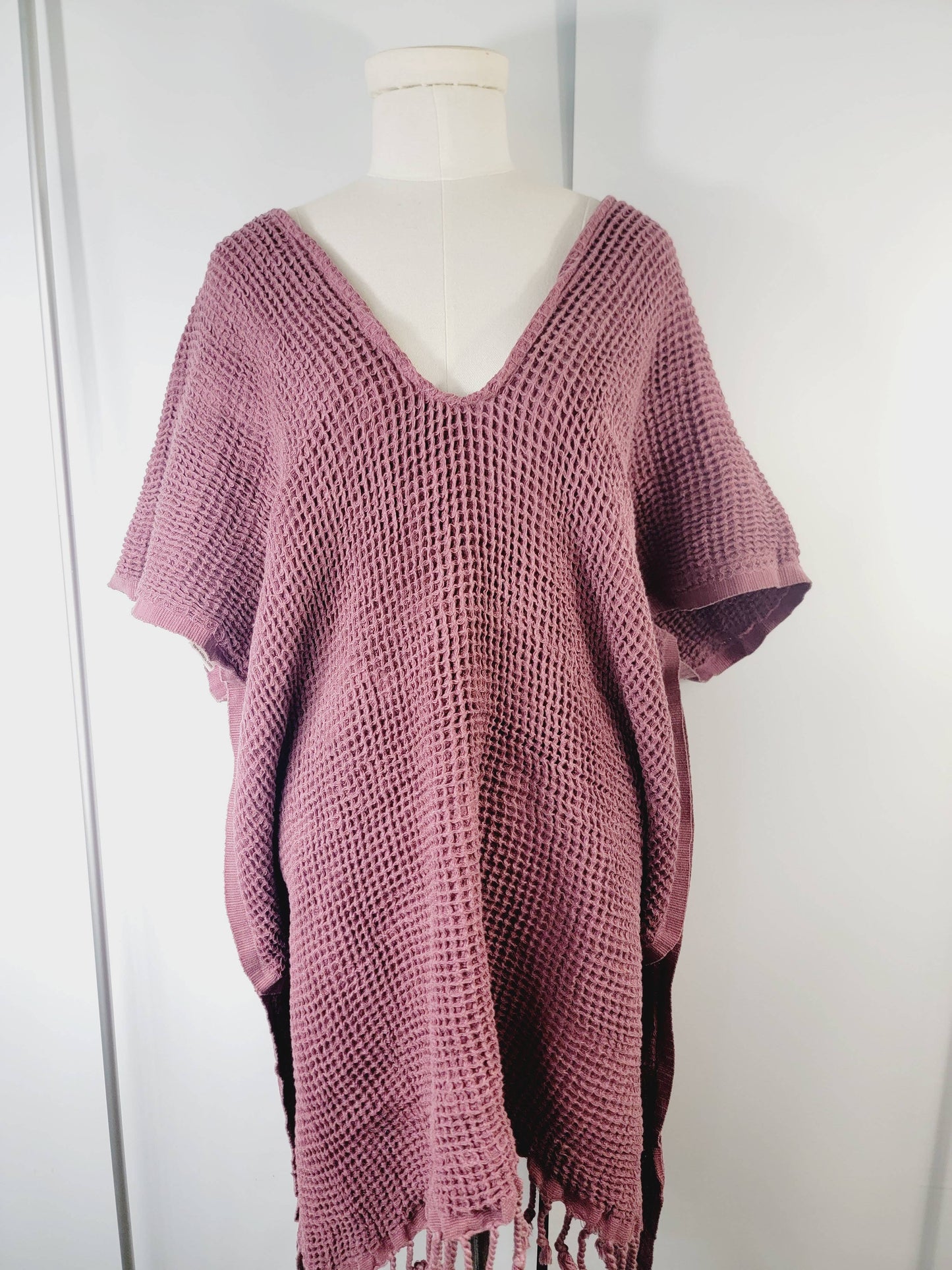 Hand made Honey comb wave Cotton Top or dress Cherry