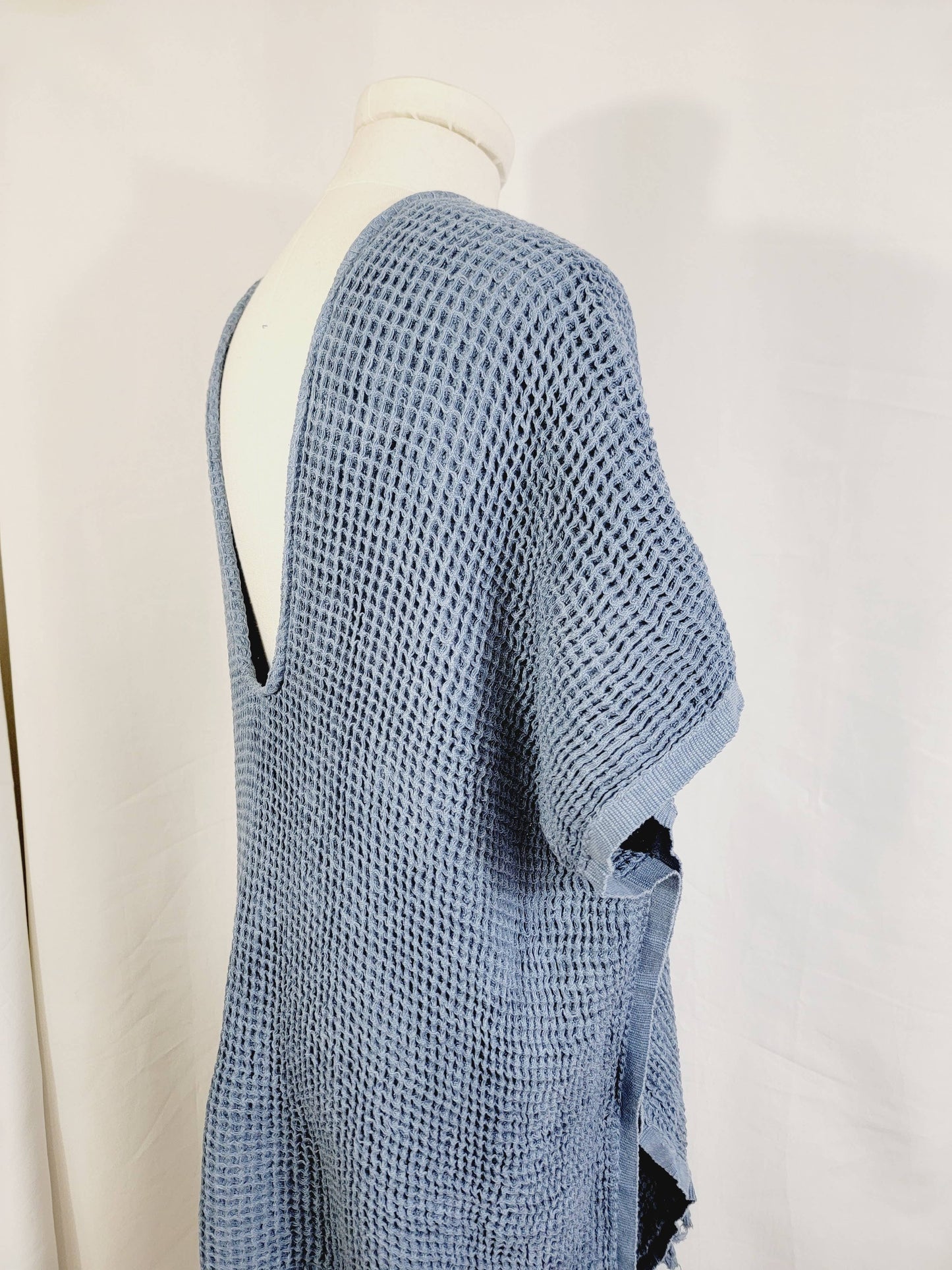 Hand made Honey comb wave Cotton Top or dress Blue