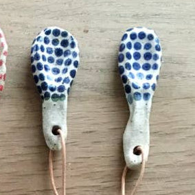 Polka Dot Ceramic Spoons for Salt or Sugar - Assorted Colors
