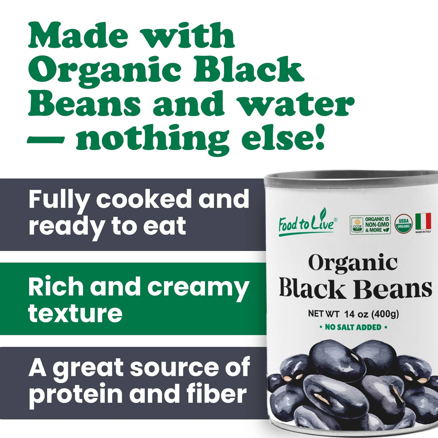 Organic Canned Black Beans, 14 oz (Pack of 12): 14 oz (Pack of 12)
