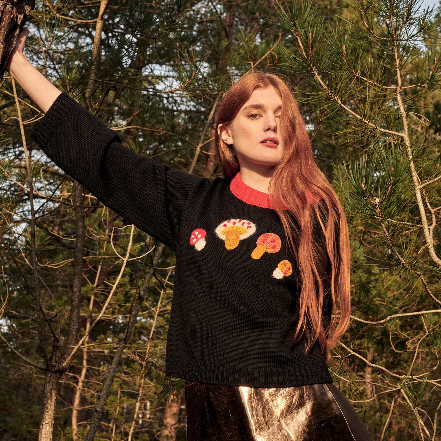Gigi Knitwear Mushroom sweater in black