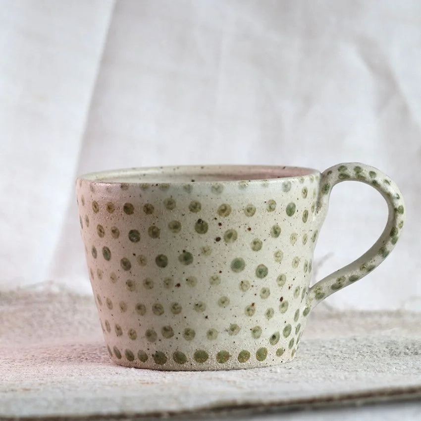 Large Mug - Green Polka Dot with Yellow Center