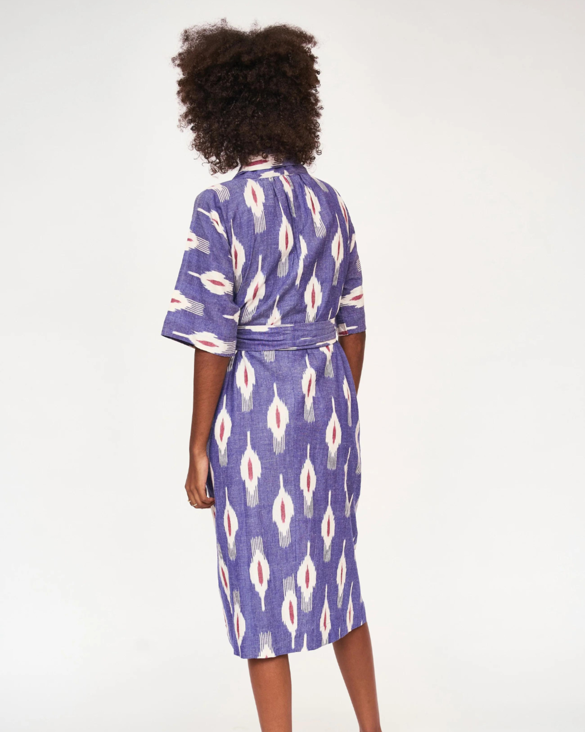 Mirth Organic Cotton Laos Robe in Nautical Ikat