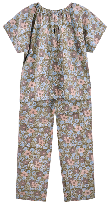 Mirth Organic Cotton Handblocked Pajama Pant Set in Stargazer