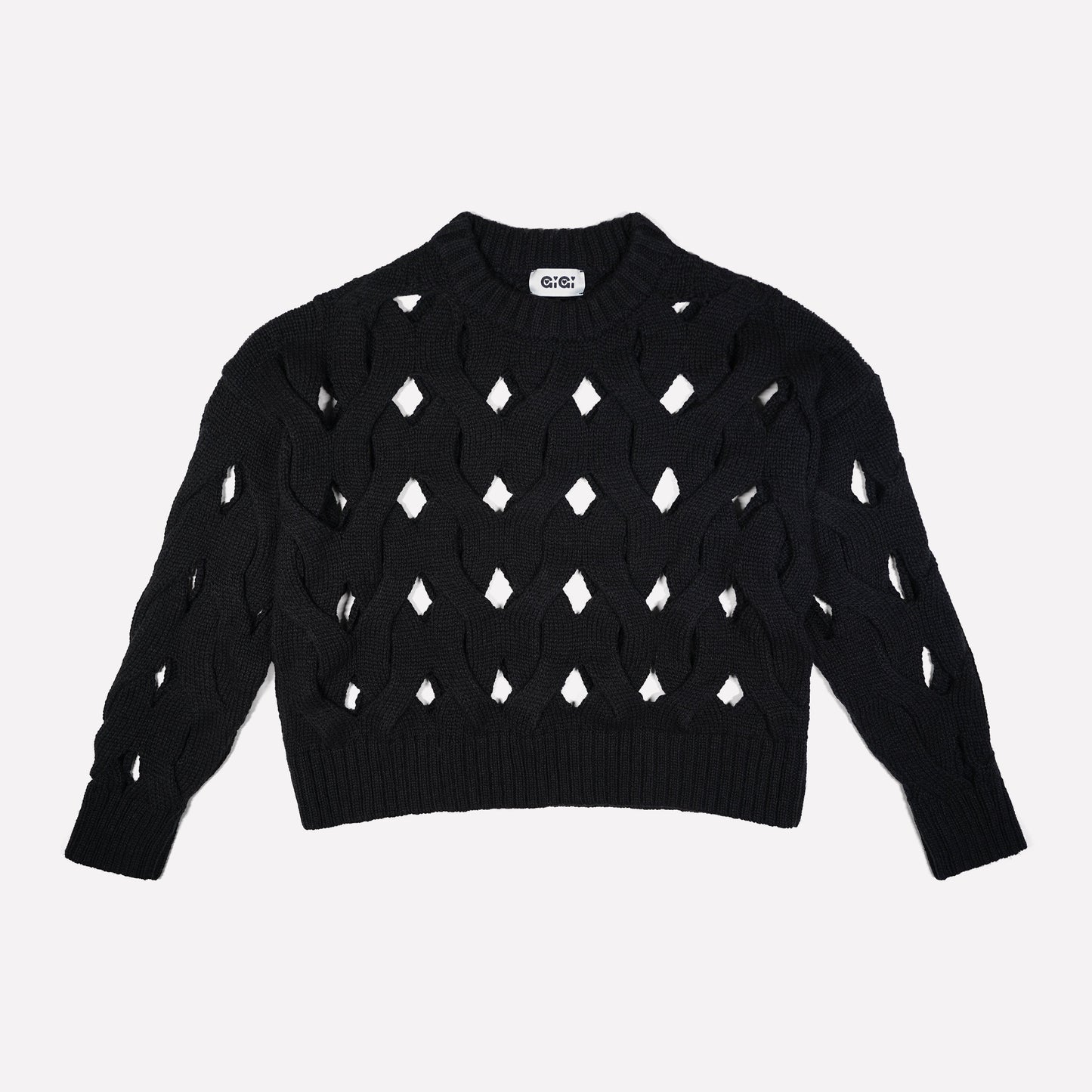 Gigi Knitwear Open cable sweater in black