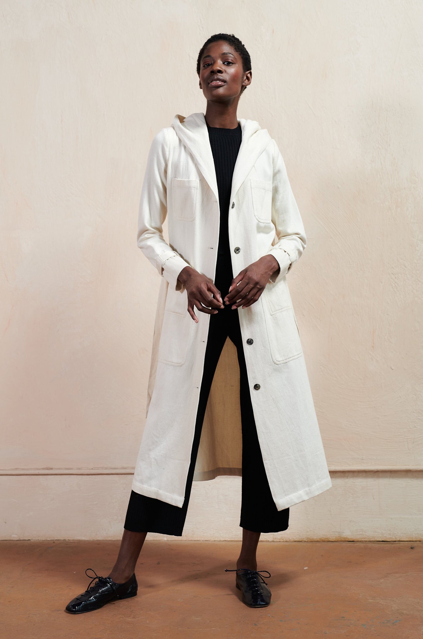 Maria Stanley Fall Hooded Conrad Trench in Bone