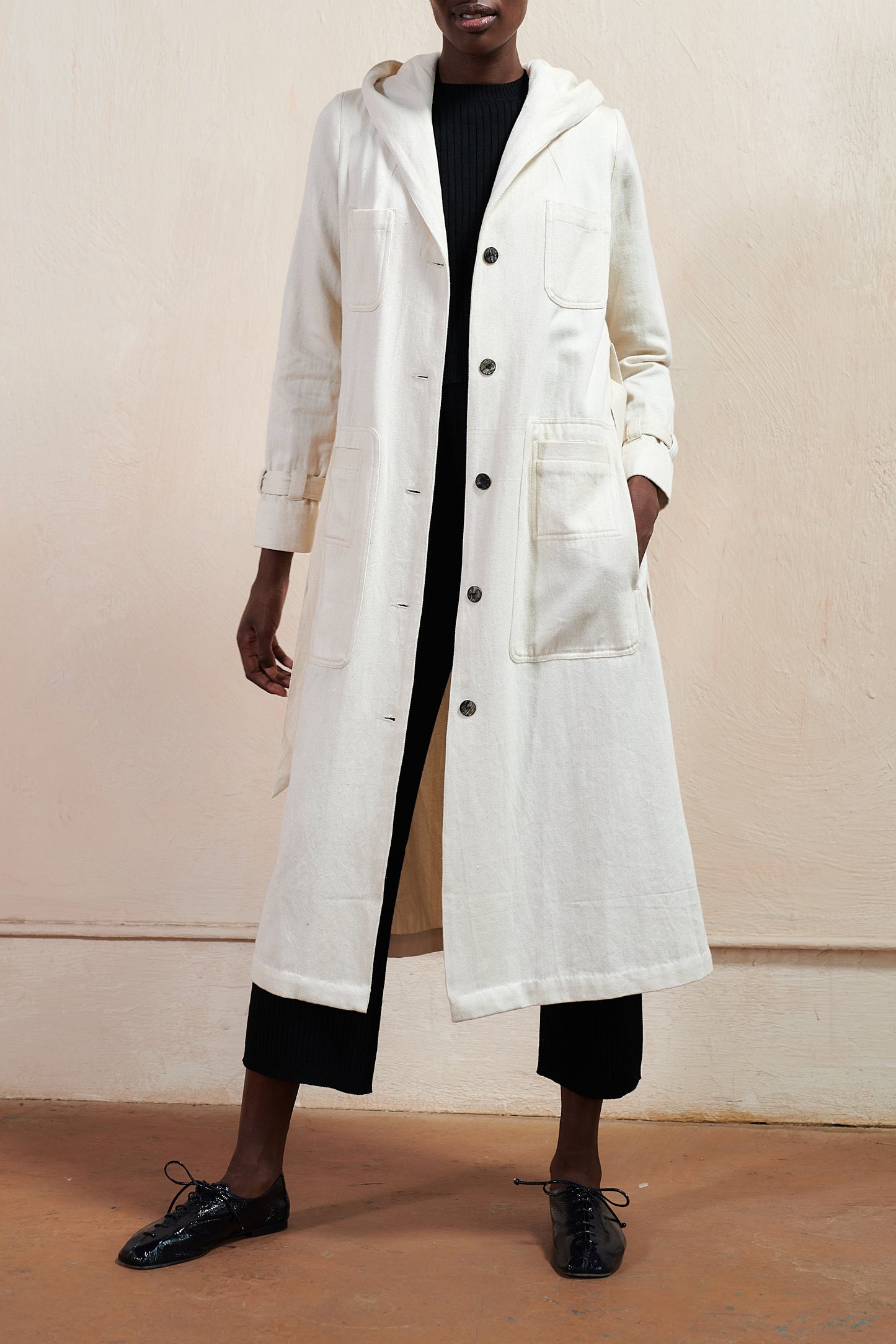 Maria Stanley Fall Hooded Conrad Trench in Bone