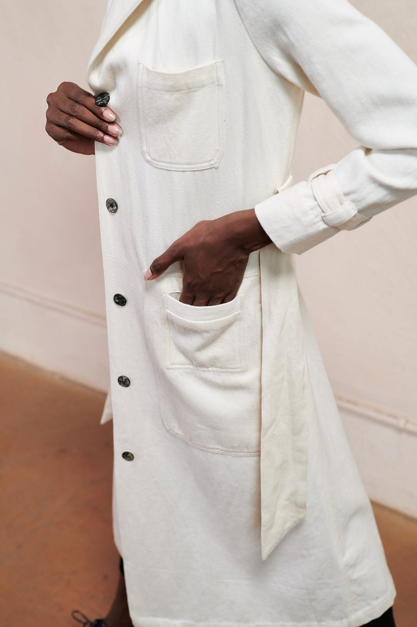 Maria Stanley Fall Hooded Conrad Trench in Bone