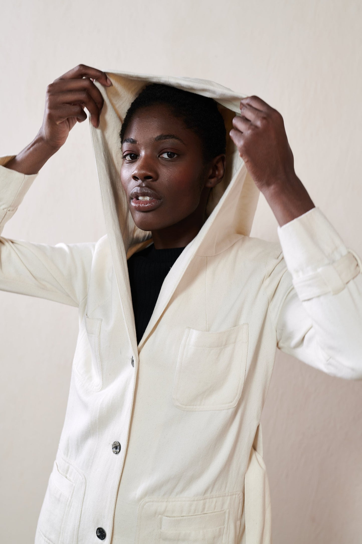 Maria Stanley Fall Hooded Conrad Trench in Bone