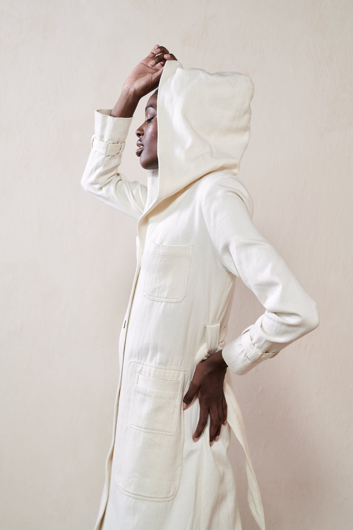 Maria Stanley Fall Hooded Conrad Trench in Bone