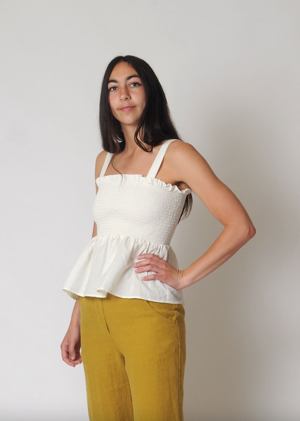 Smocked Top in Natural