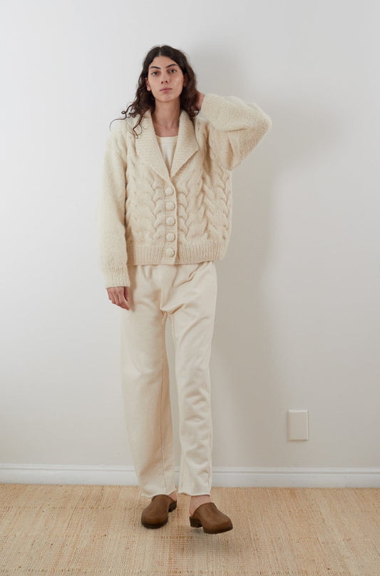 Wol Hide Handknit Cloud Cardigan in Ecru