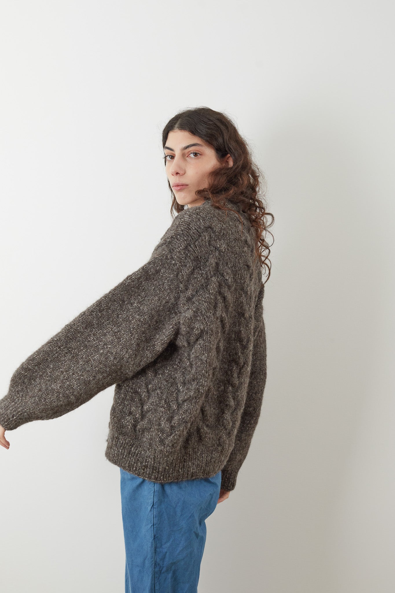 Wol Hide Handknit Cloud Cardigan in Smoke