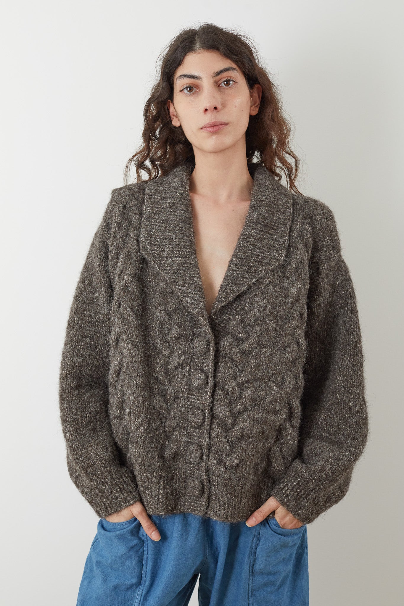 Wol Hide Handknit Cloud Cardigan in Smoke