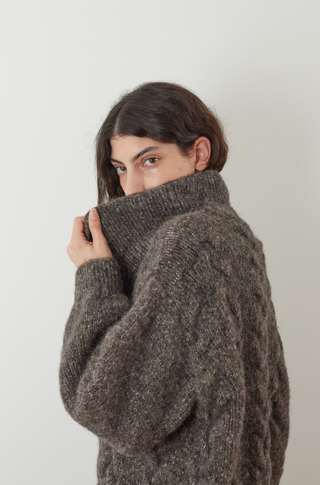 Wol Hide Handknit Cloud Cardigan in Smoke