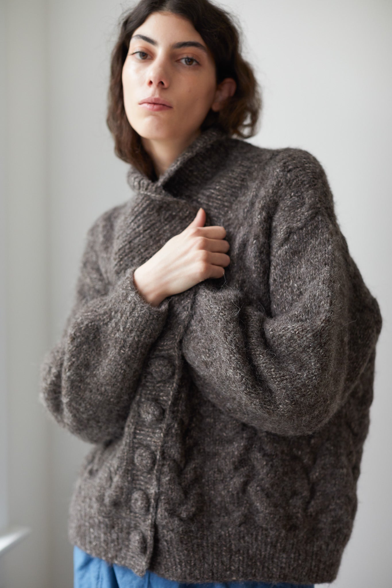 Wol Hide Handknit Cloud Cardigan in Smoke